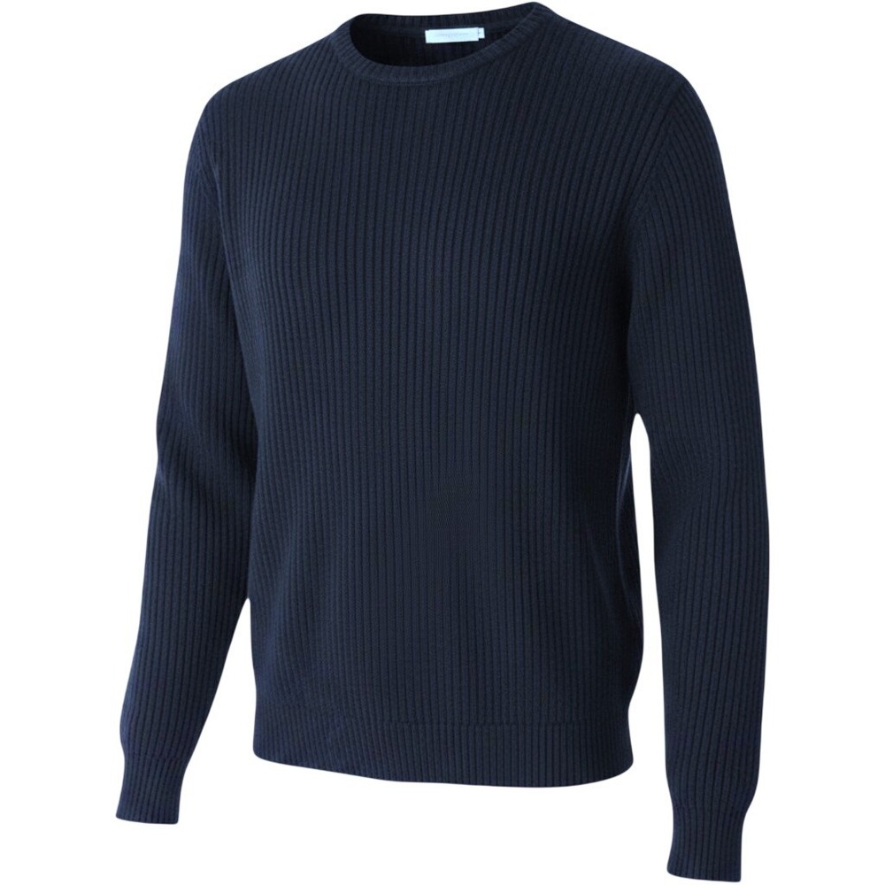 Bloomingdale's Ribbed Sweater Mens L Midnight Navy 100% Wool Classic Minimalist